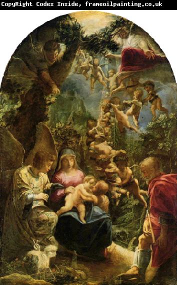 Adam Elsheimer Heilige Familie mit Engeln